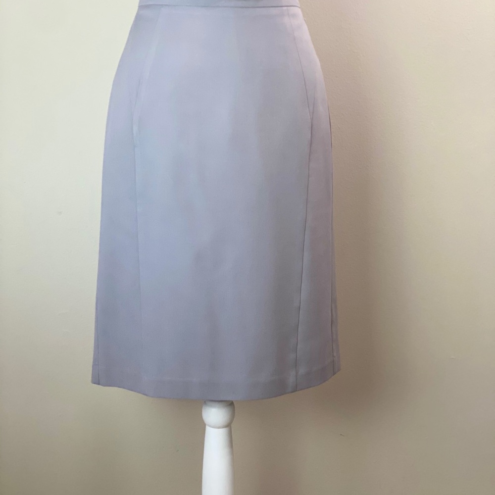 Gray pencil skirt with accordion pleat